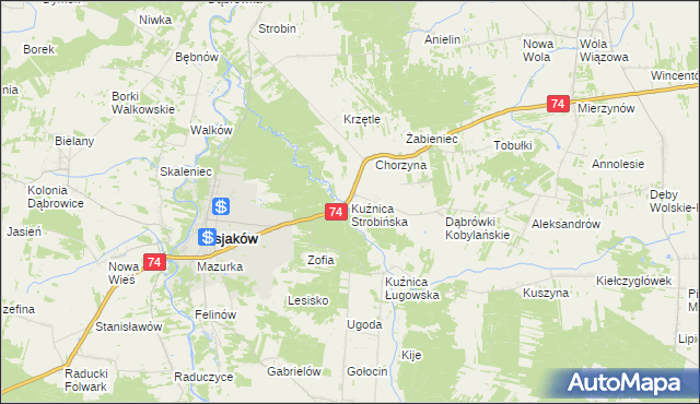 mapa Kuźnica Strobińska, Kuźnica Strobińska na mapie Targeo