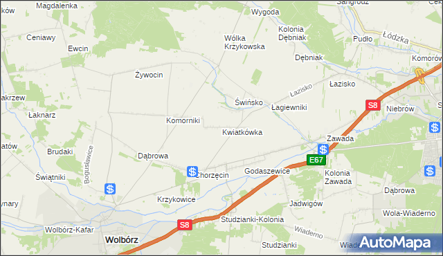 mapa Kwiatkówka, Kwiatkówka na mapie Targeo