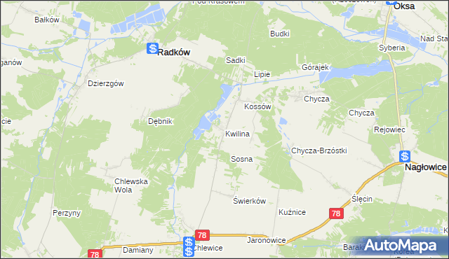 mapa Kwilina, Kwilina na mapie Targeo