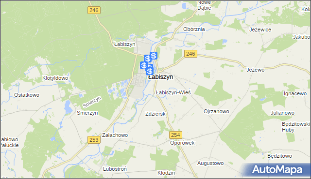 mapa Łabiszyn-Wieś, Łabiszyn-Wieś na mapie Targeo