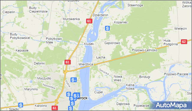 mapa Łacha gmina Serock, Łacha gmina Serock na mapie Targeo