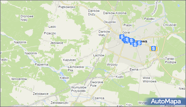 mapa Łachów gmina Włoszczowa, Łachów gmina Włoszczowa na mapie Targeo