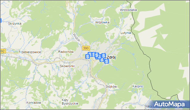 mapa Lądek-Zdrój, Lądek-Zdrój na mapie Targeo
