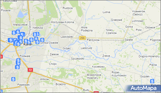 mapa Ladorudz gmina Krzymów, Ladorudz gmina Krzymów na mapie Targeo