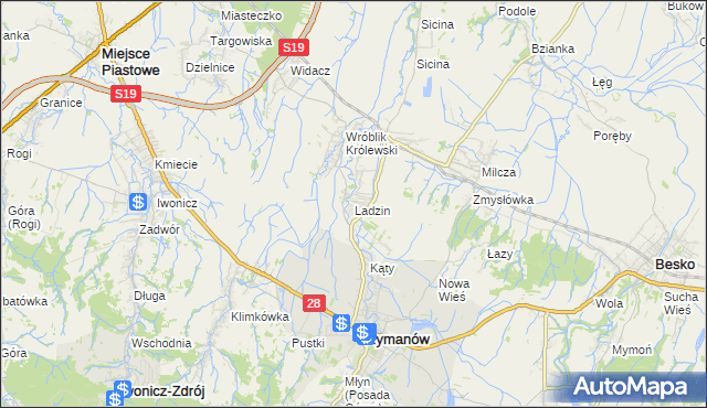 mapa Ladzin, Ladzin na mapie Targeo