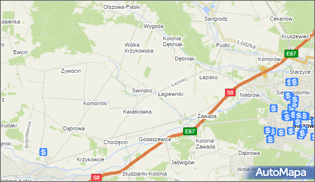 mapa Łagiewniki gmina Tomaszów Mazowiecki, Łagiewniki gmina Tomaszów Mazowiecki na mapie Targeo