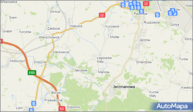 mapa Łagoszów Mały, Łagoszów Mały na mapie Targeo