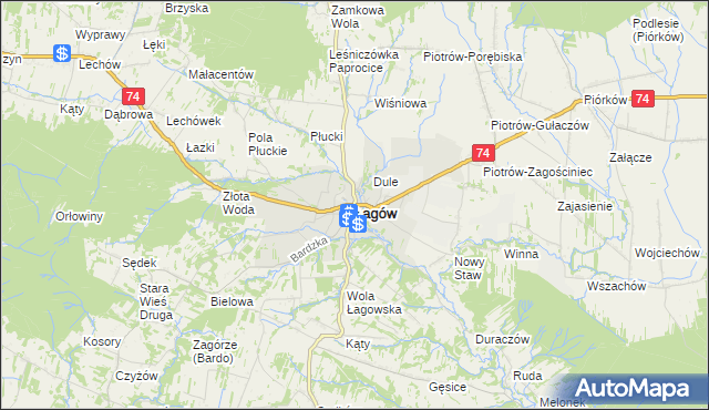 mapa Łagów powiat kielecki, Łagów powiat kielecki na mapie Targeo