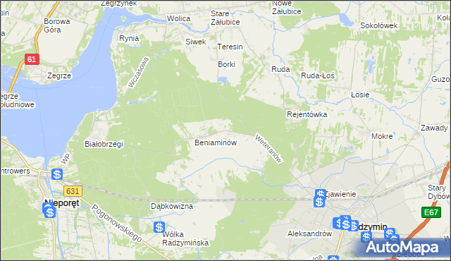 mapa Łąki gmina Radzymin, Łąki gmina Radzymin na mapie Targeo