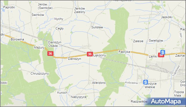 mapa Łąkociny, Łąkociny na mapie Targeo