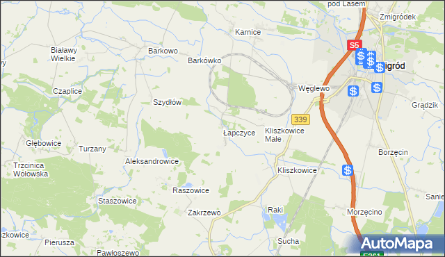 mapa Łapczyce, Łapczyce na mapie Targeo