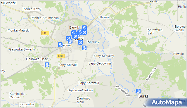 mapa Łapy-Szołajdy, Łapy-Szołajdy na mapie Targeo