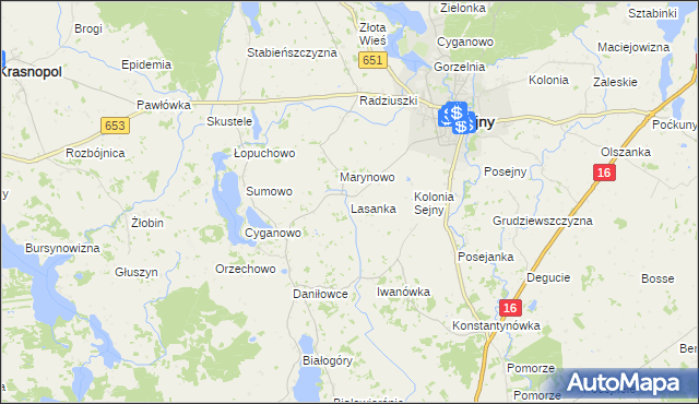 mapa Lasanka, Lasanka na mapie Targeo