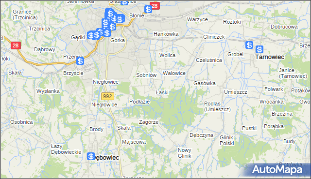 mapa Łaski gmina Jasło, Łaski gmina Jasło na mapie Targeo