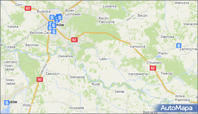 mapa Laski gmina Łochów, Laski gmina Łochów na mapie Targeo