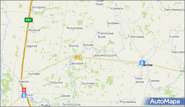 mapa Laskowszczyzna gmina Korycin, Laskowszczyzna gmina Korycin na mapie Targeo