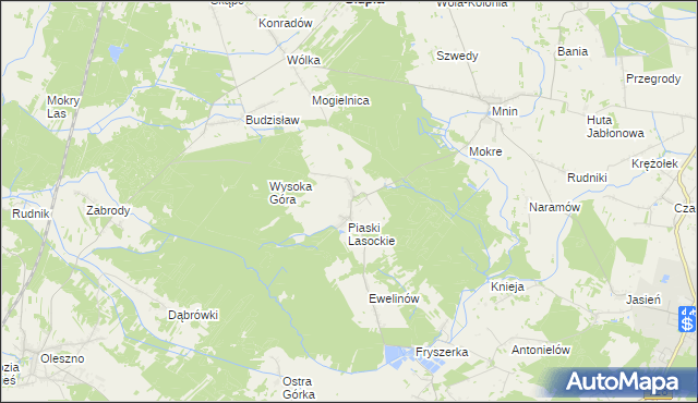 mapa Lasocin gmina Łopuszno, Lasocin gmina Łopuszno na mapie Targeo