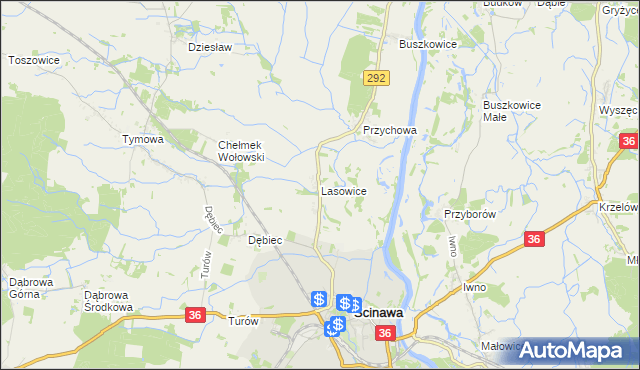 mapa Lasowice gmina Ścinawa, Lasowice gmina Ścinawa na mapie Targeo