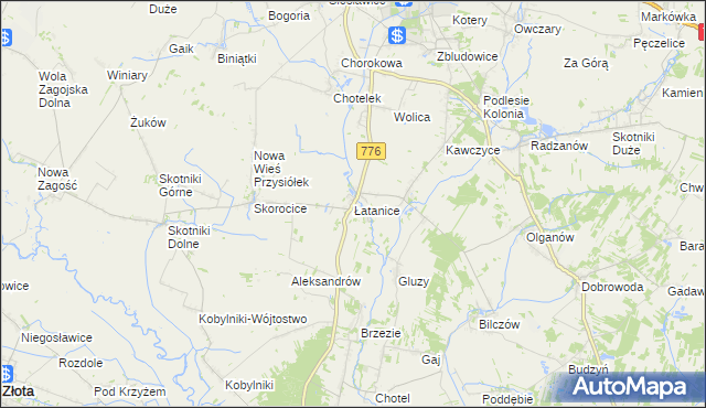 mapa Łatanice, Łatanice na mapie Targeo