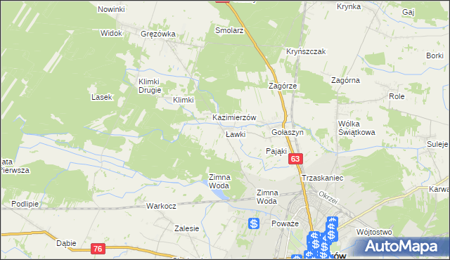 mapa Ławki gmina Łuków, Ławki gmina Łuków na mapie Targeo