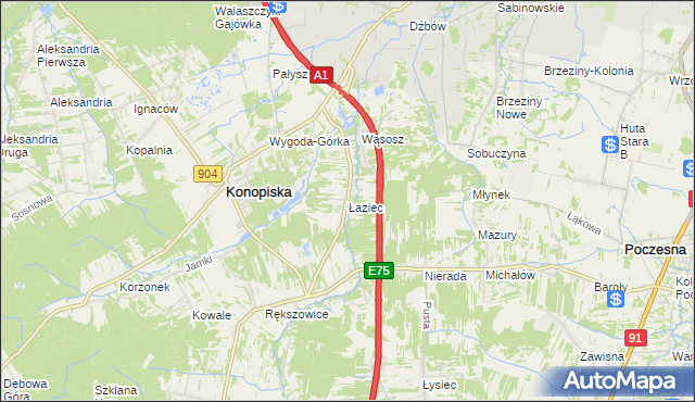 mapa Łaziec, Łaziec na mapie Targeo