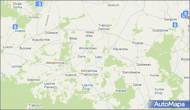 mapa Łazy gmina Zagórów, Łazy gmina Zagórów na mapie Targeo
