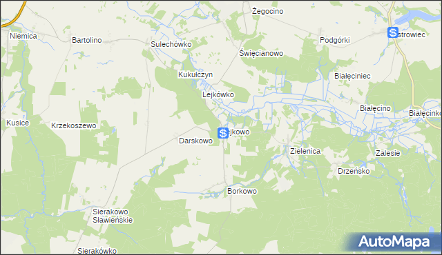 mapa Lejkowo gmina Malechowo, Lejkowo gmina Malechowo na mapie Targeo