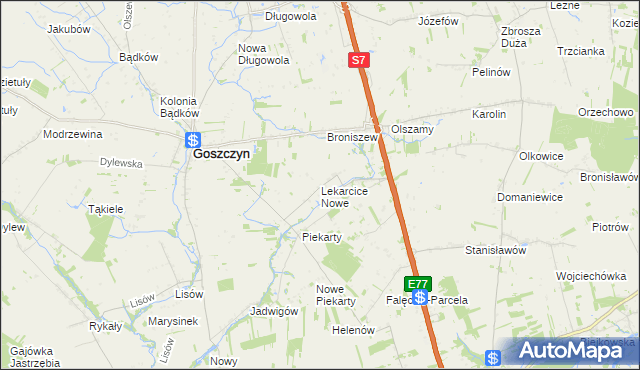 mapa Lekarcice Nowe, Lekarcice Nowe na mapie Targeo