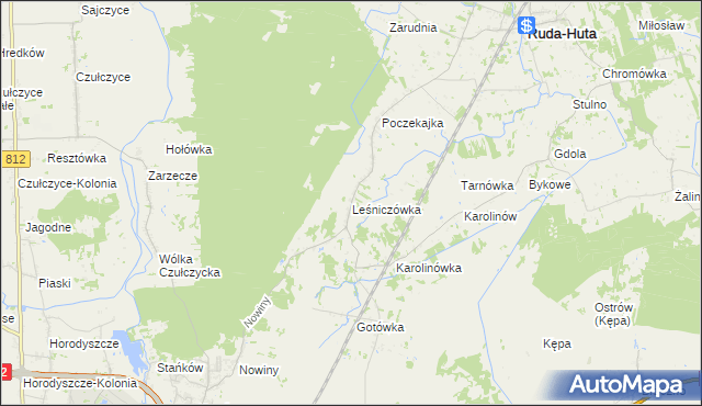 mapa Leśniczówka gmina Ruda-Huta, Leśniczówka gmina Ruda-Huta na mapie Targeo