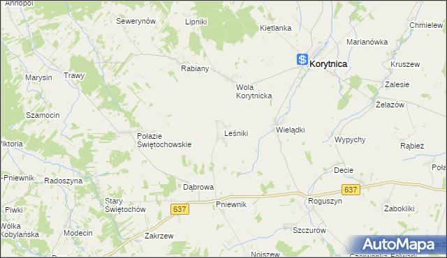 mapa Leśniki gmina Korytnica, Leśniki gmina Korytnica na mapie Targeo