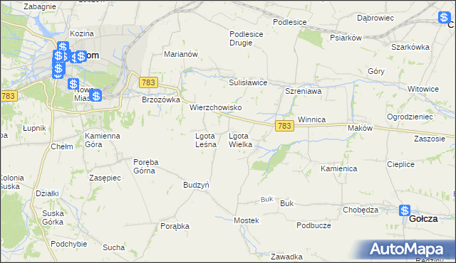 mapa Lgota Wielka gmina Wolbrom, Lgota Wielka gmina Wolbrom na mapie Targeo