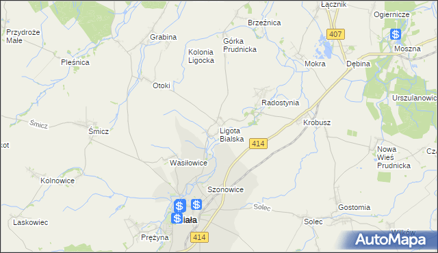 mapa Ligota Bialska, Ligota Bialska na mapie Targeo