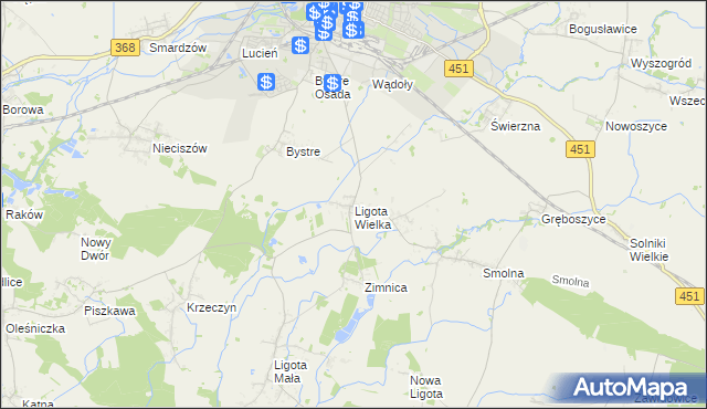 mapa Ligota Wielka gmina Oleśnica, Ligota Wielka gmina Oleśnica na mapie Targeo