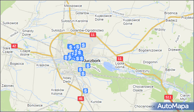 mapa Ligota Zamecka, Ligota Zamecka na mapie Targeo