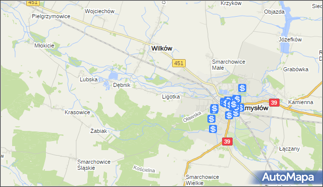 mapa Ligotka gmina Namysłów, Ligotka gmina Namysłów na mapie Targeo