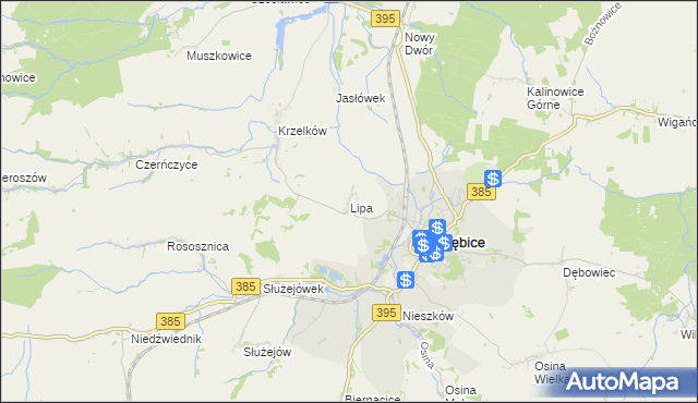 mapa Lipa gmina Ziębice, Lipa gmina Ziębice na mapie Targeo