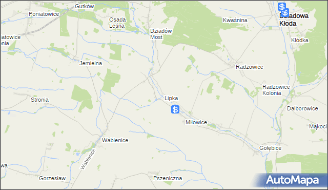 mapa Lipka gmina Dziadowa Kłoda, Lipka gmina Dziadowa Kłoda na mapie Targeo