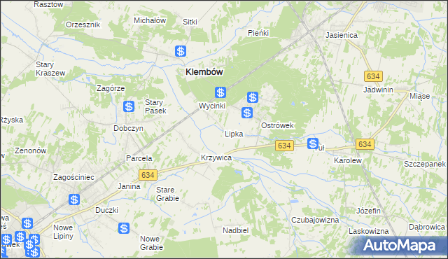 mapa Lipka gmina Klembów, Lipka gmina Klembów na mapie Targeo