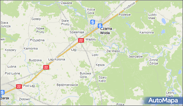 mapa Lipki gmina Czersk, Lipki gmina Czersk na mapie Targeo