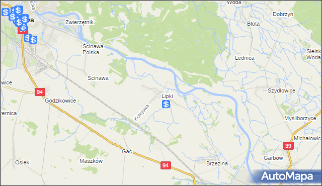 mapa Lipki gmina Skarbimierz, Lipki gmina Skarbimierz na mapie Targeo