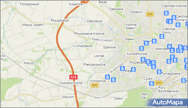 mapa Lipniak gmina Konopnica, Lipniak gmina Konopnica na mapie Targeo