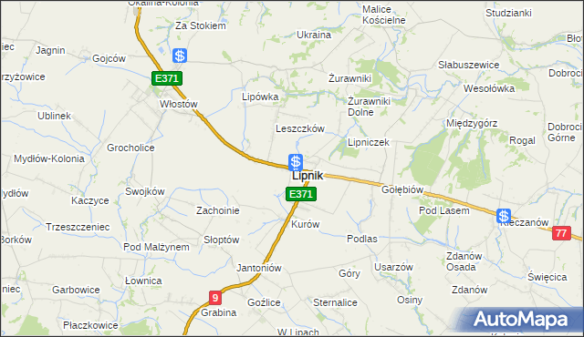 mapa Lipnik powiat opatowski, Lipnik powiat opatowski na mapie Targeo