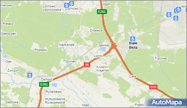 mapa Lipniki gmina Białe Błota, Lipniki gmina Białe Błota na mapie Targeo