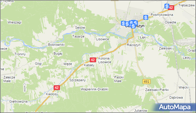 mapa Lisowice-Kolonia, Lisowice-Kolonia na mapie Targeo