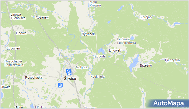 mapa Łoboda gmina Śliwice, Łoboda gmina Śliwice na mapie Targeo