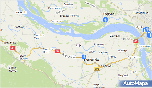 mapa Łoje gmina Sieciechów, Łoje gmina Sieciechów na mapie Targeo