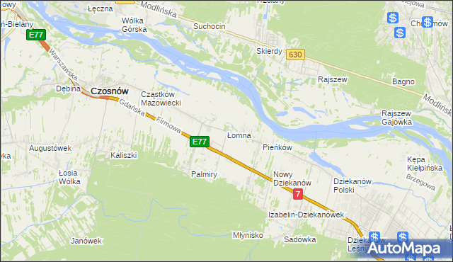 mapa Łomna gmina Czosnów, Łomna gmina Czosnów na mapie Targeo