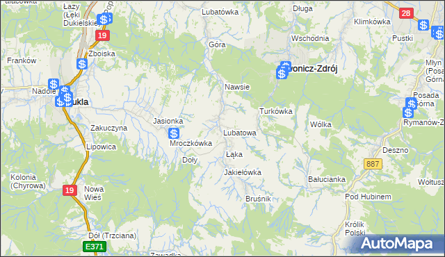 mapa Lubatowa, Lubatowa na mapie Targeo