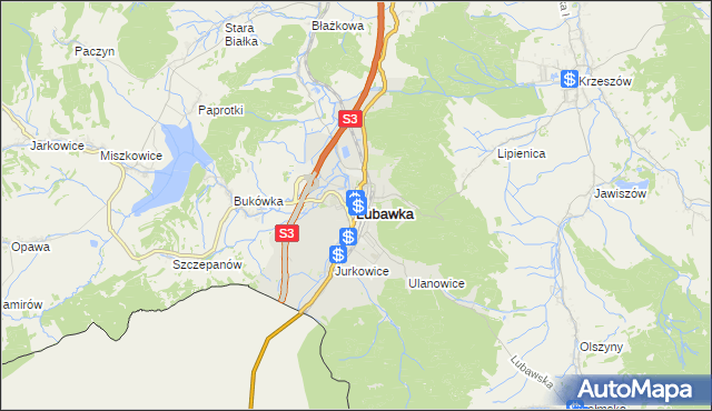 mapa Lubawka, Lubawka na mapie Targeo