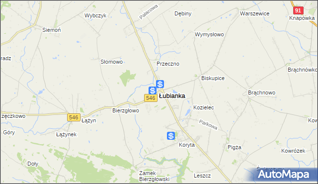 mapa Łubianka powiat toruński, Łubianka powiat toruński na mapie Targeo